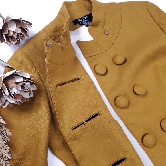 Etcetera Mustard Yellow Gold Double Button Jacket Sz 2 - Picture 11 of 15